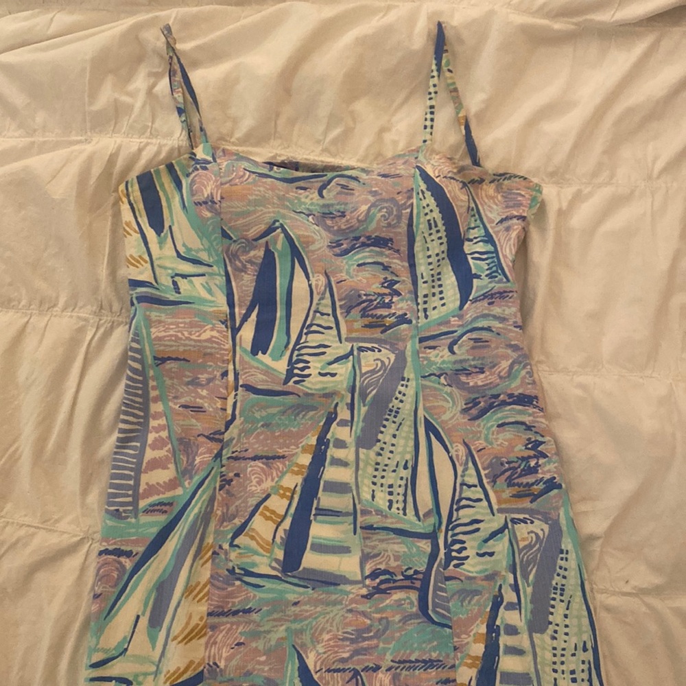 Lily Pulitzer Shelli blue sail boat dress.